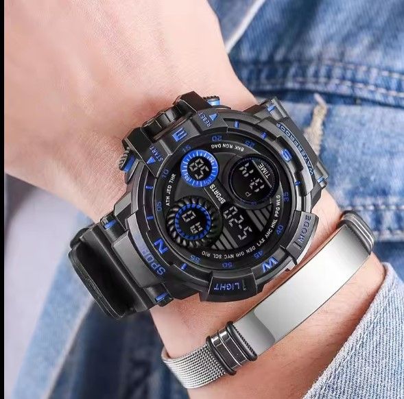 LED Night Light Watch Outdoor Waterproof Male Sports Electronic Watch Hot- Sale Designs Wrist Watch  For Boys Water Resistance Fashion For Casual Sports And Activities.