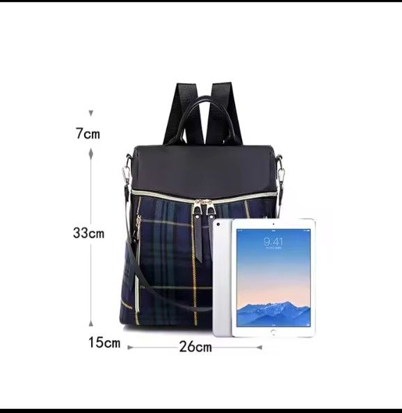 Women  Bag New Contrasting Checkered Backpack for Women's Spring Summer Version  Weekend Travel Backpack