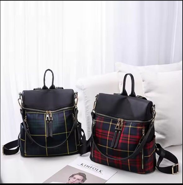 Women  Bag New Contrasting Checkered Backpack for Women's Spring Summer Version  Weekend Travel Backpack