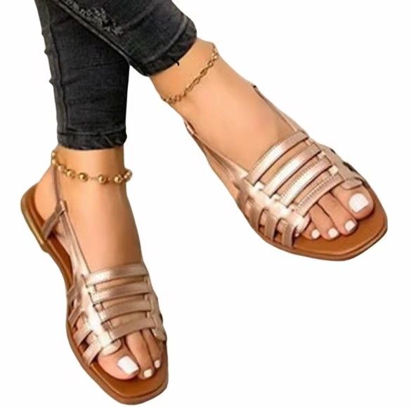 Women's Large Size Sandals 2024 Women shoes New Flat Sandals Spring Summer Fashion Woven Beach Shoes