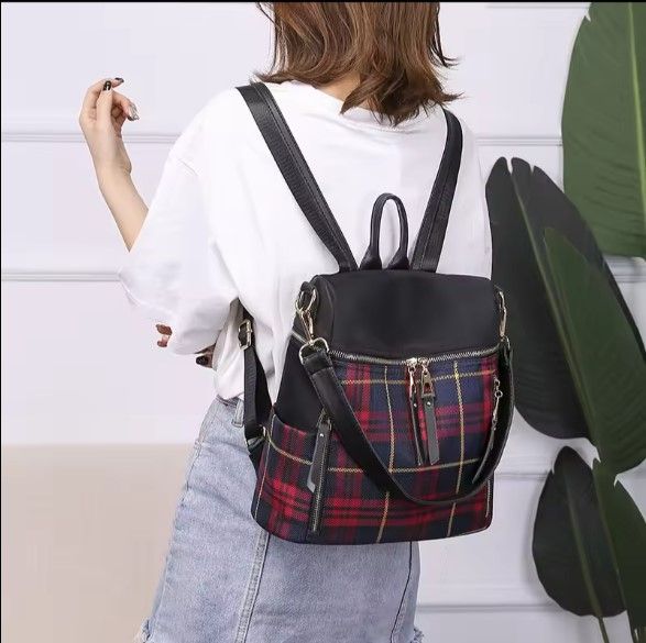 Women  Bag New Contrasting Checkered Backpack for Women's Spring Summer Version  Weekend Travel Backpack