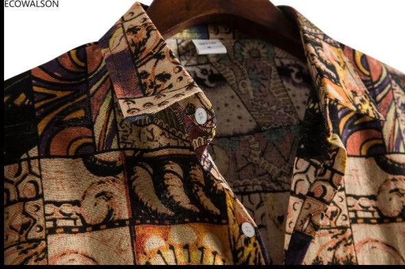 Men's Shirt Casual Floral Men Polo T-Shirt. The Relaxed Fit And Button-up Style For Casual Outings, Vacations, Or Summer Gatherings. Its Vibrant Mix Of Patterns Creates A Retro Aesthetic With A Moder