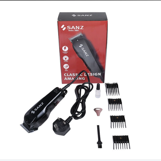 Elevate Your Grooming Routine With The SANZ 2800 Classic Design Professional Electric Hair Clipper & Trimmer Shaving Machine Machine Hair cut Kinyozi Black 15w, Built For Precision, Durability, And Ea