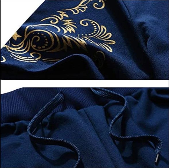 Fashion Men's  2 in 1 Casual Wear Short sleeve Short Set and Pant set in Navy Blue