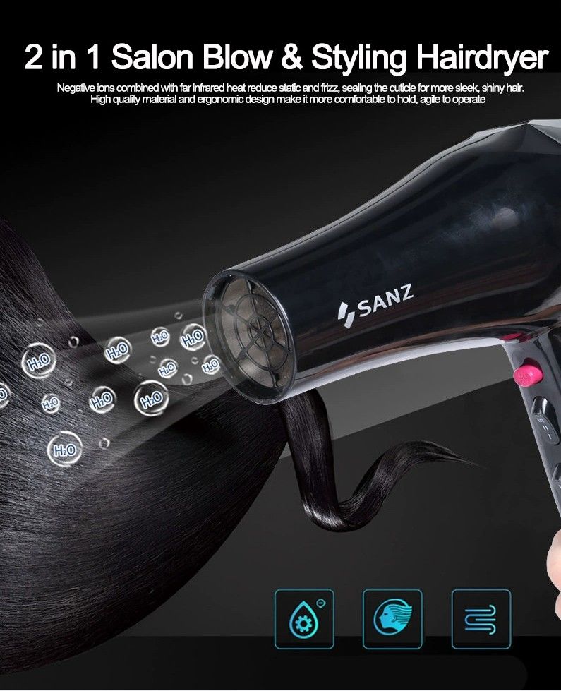 Achieve Salon-Quality Results With The SANZ 9010 Professional Hair Dryer Electric High-Power Salon Hair Blow Dry Does Not Hurt The Hair With Hot And Cold Air, A Must-have For Your Hair Care Ro