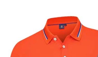 Orange Men's T-shirt Classic Fit  Dual Tipped Collar Short Sleeve Polo Shirt Men's Polo Shirts Short Sleeve Versatile And Stylish Wardrobe Staple, Designed For Both Casual And Semi-Formal Occasions