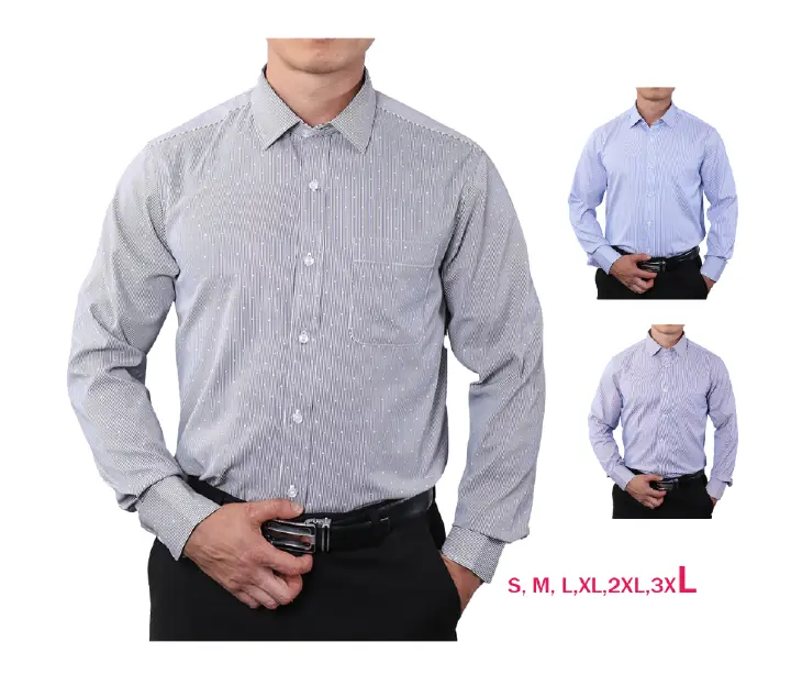 Aidailu Men's Official Shirt Professional Wear Casual Business Work Cotton Polka Long-sleeve Striped Pattern Non-Iron Dress Shirt With Front Pocketclothe