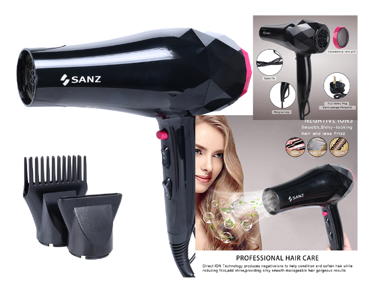 Achieve Salon-Quality Results With The SANZ 9010 Professional Hair Dryer Electric High-Power Salon Hair Blow Dry Does Not Hurt The Hair With Hot And Cold Air, A Must-have For Your Hair Care Ro