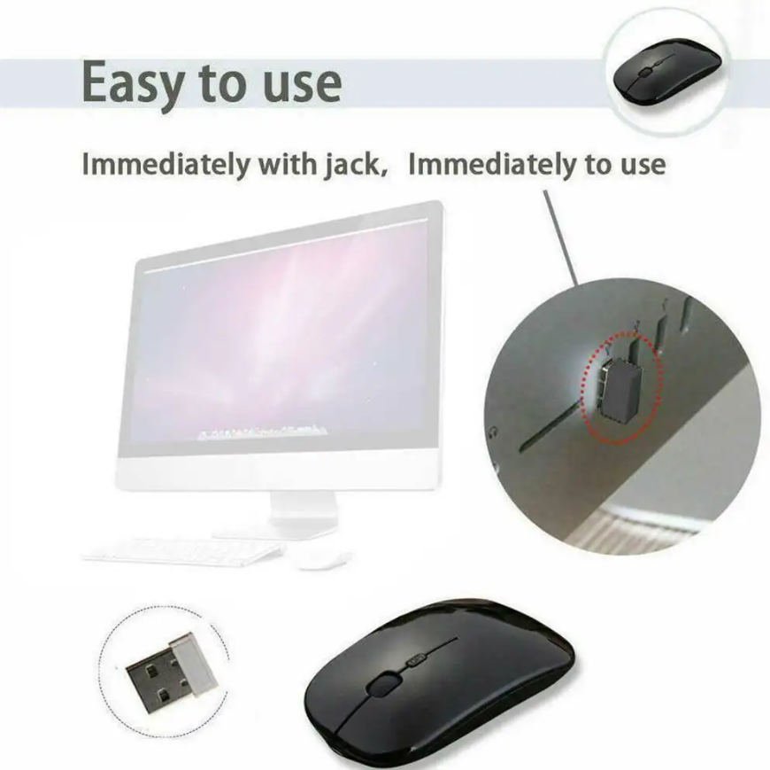 Streamline Your Computing Experience With This Wireless Rechargeable Mouse, Designed For Precision And Convenience, 2.4G Portable Mobile Wireless Mouse with USB Receiver, 3 Adjustable DPI for Noteboo
