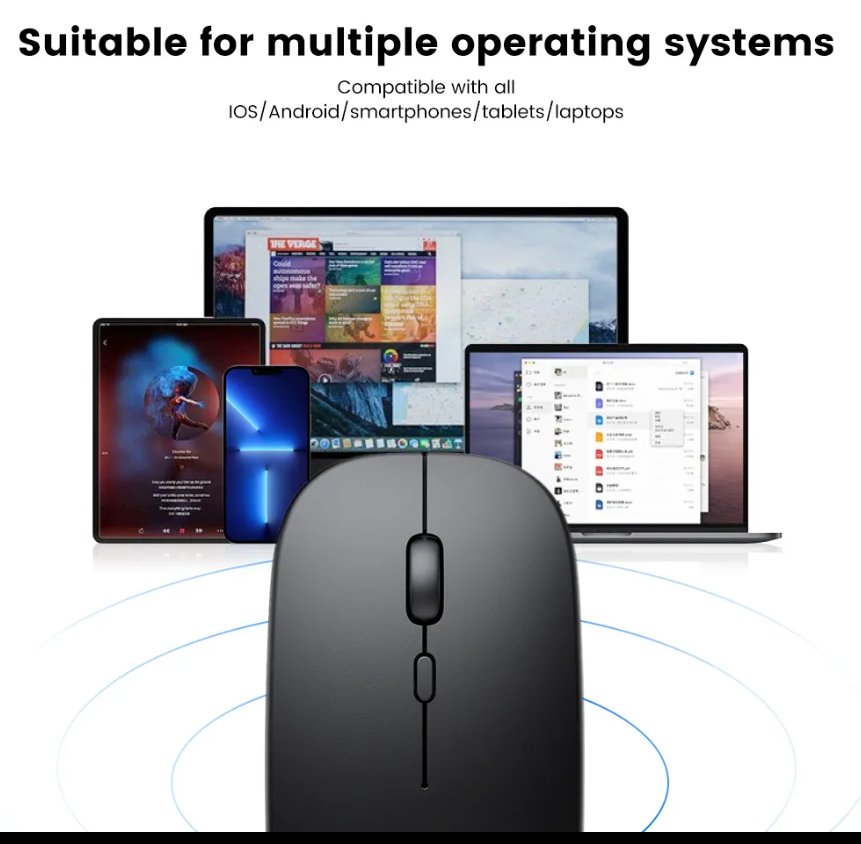 Streamline Your Computing Experience With This Wireless Rechargeable Mouse, Designed For Precision And Convenience, 2.4G Portable Mobile Wireless Mouse with USB Receiver, 3 Adjustable DPI for Noteboo
