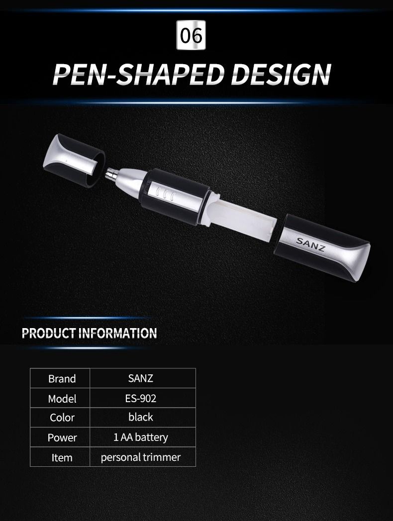 The SANZ Nose, Ear, Facial Hair Removal Shaver Hair Trimmer Offers A sleek And Practical Grooming Solution For Men. Featuring a Lightweight, Portable Design And Stainless Steel Blades. Compact And Use