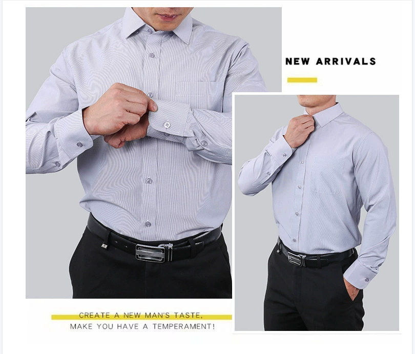 Aidailu Men Shirt Slim Fit Long Sleeve Men's Official Shirt Formal Cotton Business Shirts (S-3XL)