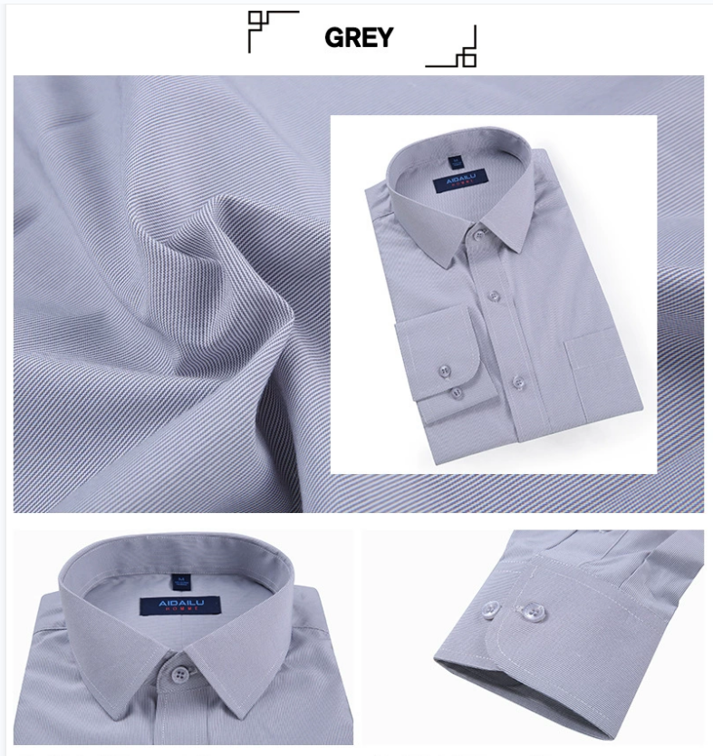 Aidailu Men Shirt Slim Fit Long Sleeve Men's Official Shirt Formal Cotton Business Shirts (S-3XL)