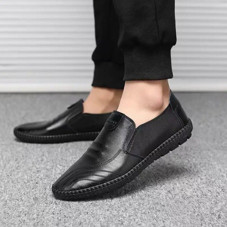 Step Into Comfort And Style With These Sleek, Versatile Black Men Loafers Fashion Men's Shoes Featuring Minimalist Design, Crafted From Durable Faux Leather With a Flexible Sole, Ensuring Comfort