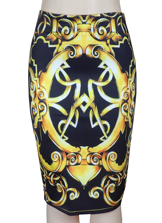 Fashion Women's Skirt Stretchy Bodycon Pencil Printed Casual  skirt
