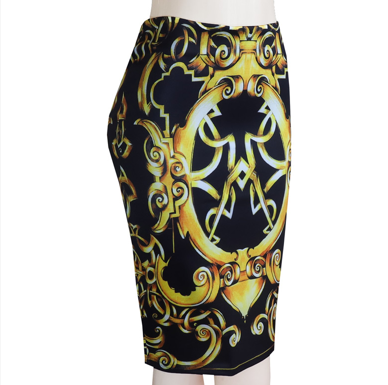 Fashion Women's Skirt Stretchy Bodycon Pencil Printed Casual  skirt