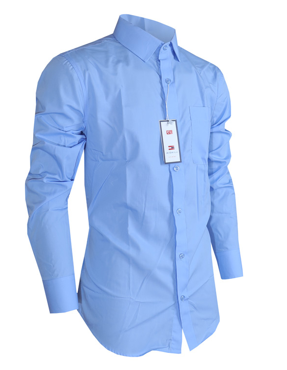 Aidailu Men's Official Shirt  Formal Long-Sleeve Men Shirt. Features A Crisp Light-blue Tone, A Structured Collar, And a Front Pocket For Added Style. Designed To Keep You Looking Polished For Office