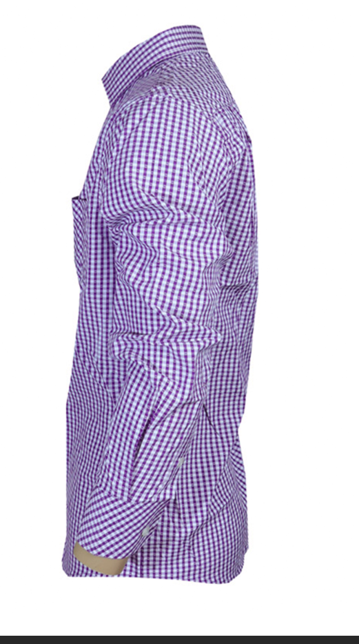 Aidailu Men's Official Shirt Purple Checkered Long-Sleeve Cotton Men's Shirt Both For Casual And Official Wear Fashion. Blends Timeless Style With Everyday Functionality With Elegant Checkered Pattern
