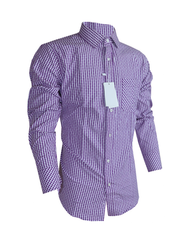 Aidailu Men's Official Shirt Purple Checkered Long-Sleeve Cotton Men's Shirt Both For Casual And Official Wear Fashion. Blends Timeless Style With Everyday Functionality With Elegant Checkered Pattern