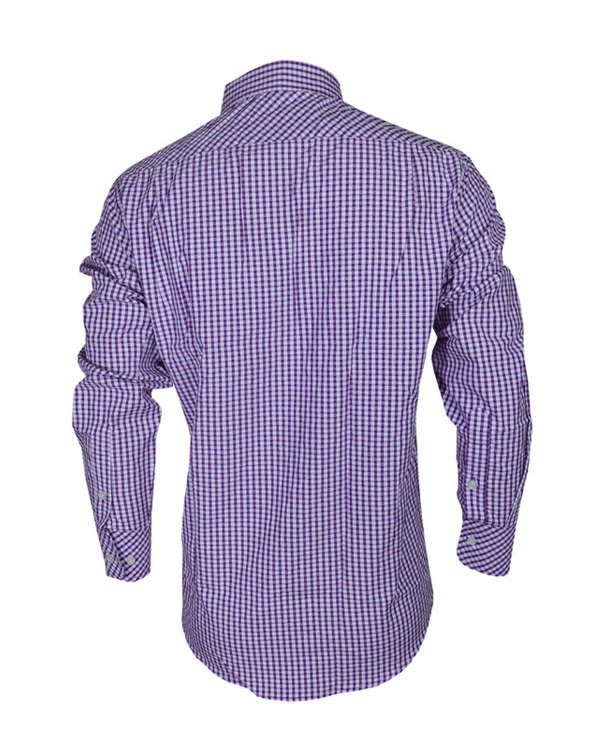 Aidailu Men's Official Shirt Purple Checkered Long-Sleeve Cotton Men's Shirt Both For Casual And Official Wear Fashion. Blends Timeless Style With Everyday Functionality With Elegant Checkered Pattern