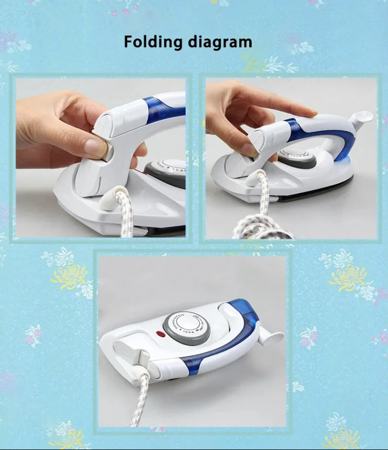 Household Portable Ironing Machine Travel Mini Electric Foldable Steam Iron box Portable - 700Watt. Combines Efficiency With Ease Of Use, Making Ironing Hassle-Free. Comfortable Ergonomic Handle, Temp