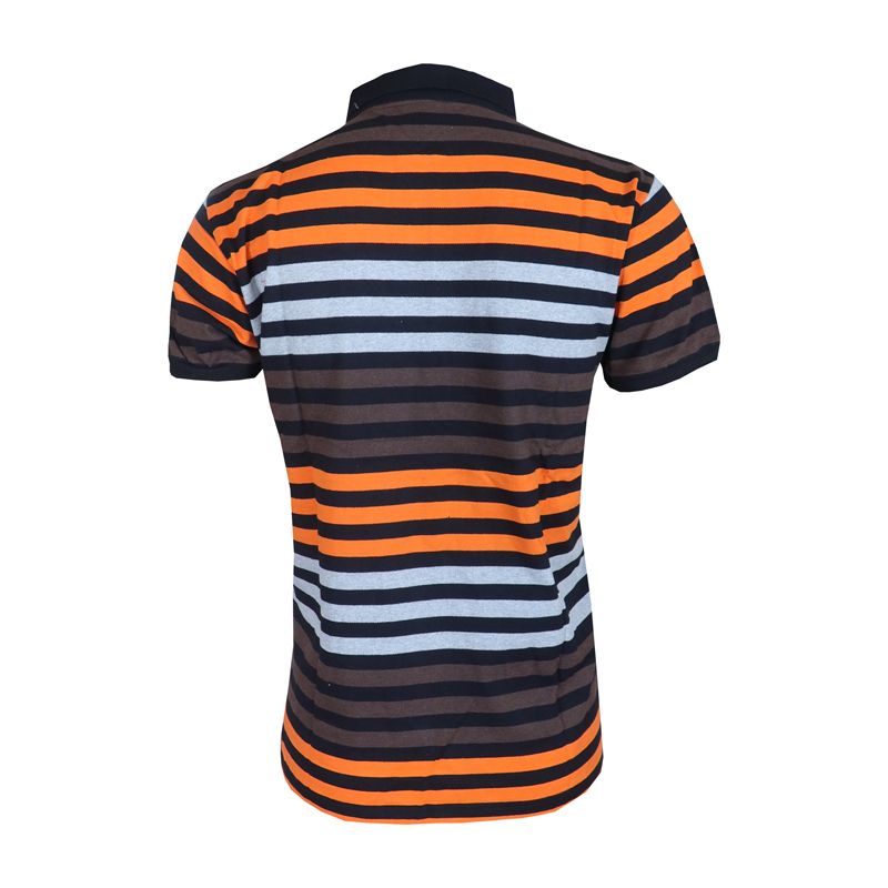 Fashion Men Shirt  Short-Sleeved Quality Men's Plain Polo T-shirt. Features Bold Horizontal Stripe Giving It A Vibrant And Modern Appeal. The solid Black Collar Provides A Contrasting Touch That Enha