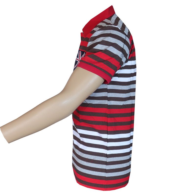 Fashion Men Shirt  Short-Sleeved Quality Men's Plain Polo T-shirt. Features Bold Horizontal Stripe Giving It A Vibrant And Modern Appeal. The solid Black Collar Provides A Contrasting Touch That Enha