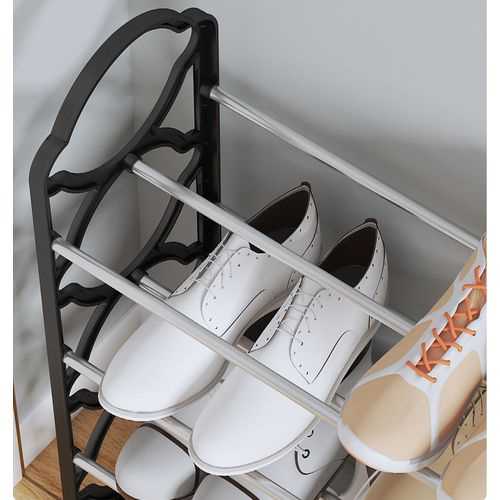 Black Portable Shoe Rack For 10 Pairs 5 Layer  Economical Shoe Shelf Simple Shoe Cabinet Multi-layer Assembly Door Dormitory Organizer Shoe Storage Rack