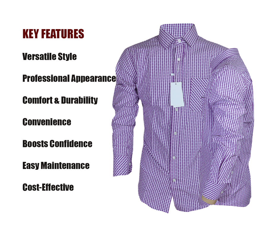 Aidailu Men's Official Shirt Purple Checkered Long-Sleeve Cotton Men's Shirt Both For Casual And Official Wear Fashion. Blends Timeless Style With Everyday Functionality With Elegant Checkered Pattern