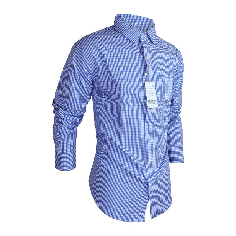 Men Shirt Men Official Shirt Classic Blue Checkered Designed For A Sophisticated Yet Relaxed Look. Whether You're Heading To Work Or A Casual Outing This Shirt Keeps You Looking Stylish And Comfortabl