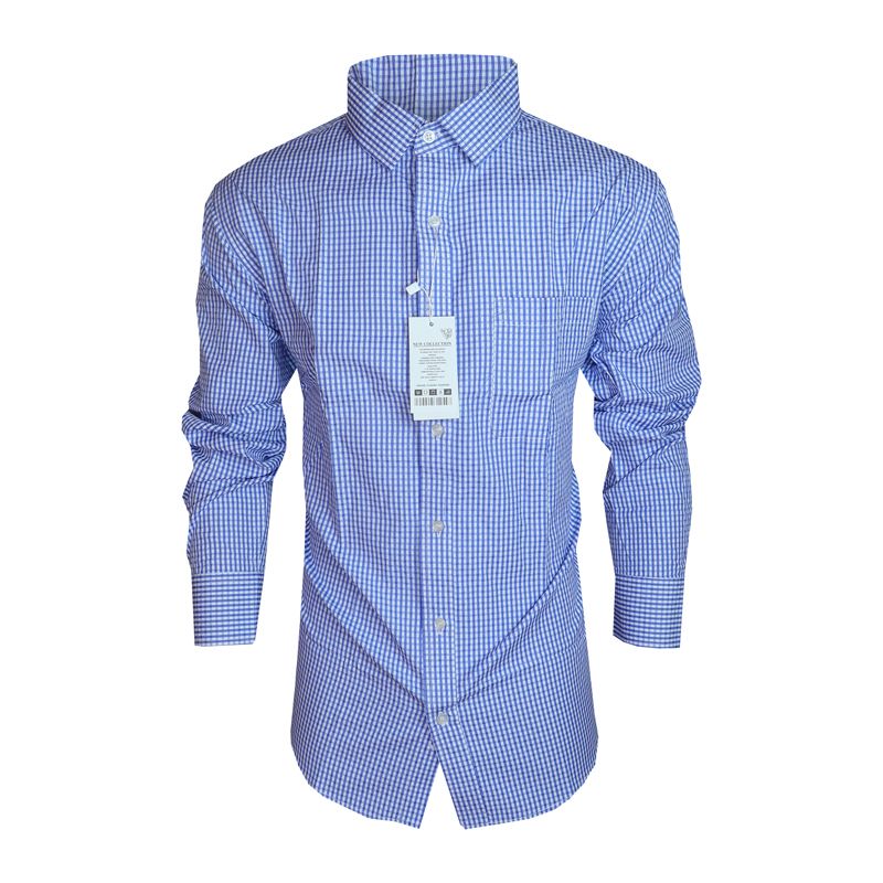 Men Shirt Men Official Shirt Classic Blue Checkered Designed For A Sophisticated Yet Relaxed Look. Whether You're Heading To Work Or A Casual Outing This Shirt Keeps You Looking Stylish And Comfortabl