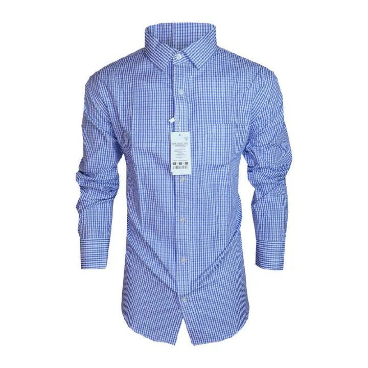 Men Shirt Men Official Shirt Classic Blue Checkered Designed For A Sophisticated Yet Relaxed Look. Whether You're Heading To Work Or A Casual Outing This Shirt Keeps You Looking Stylish And Comfortabl