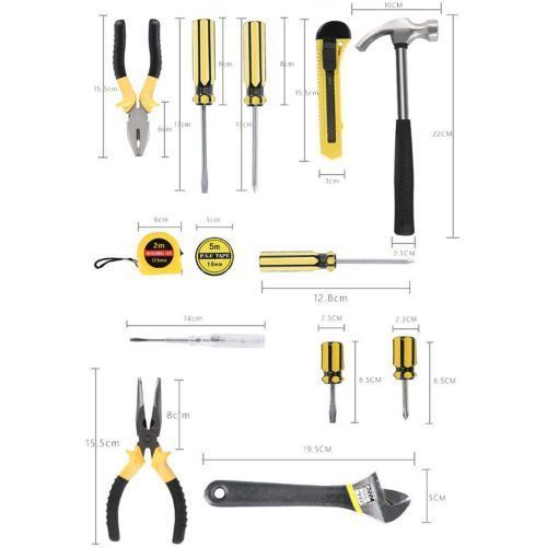 13 In 1 Piece Tool Kit Home Repair Hand Tools Set With Wrench Set Sortable Tool  Kit Household Hand Tools Box General Repair Screwdriver Pliers Hammer Plastic Combination