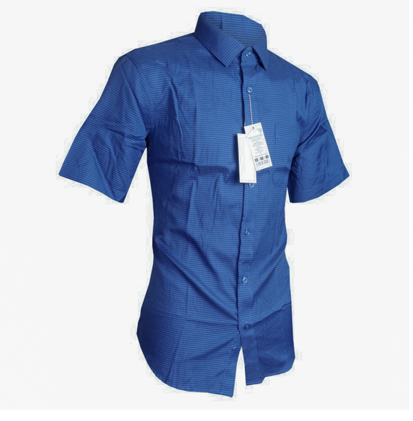 Men Shirt Men Official Shirt. Stay Stylish And Comfortable With This Navy Blue Short-Sleeved Formal Shirt, Designed For Both Professional And Casual Occasions.