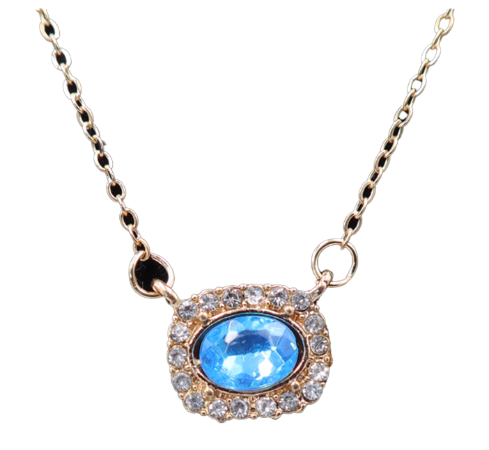 Elegant Multi-Layered Gold Necklace With Blue Gem Pendant. Designed To Enhance Any Outfit, This Piece Is Perfect For Formal Occasions, Casual Wear, Or As A Statement Accessory