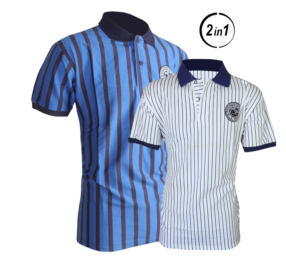 2 In 1 Men Shirt Men Polo T-shirt – Timeless & Stylish!Upgrade Your Wardrobe With This Elegant Navy Blue And White Striped Men Top! Perfect For Casual Outings, Office Wear, Or Weekends