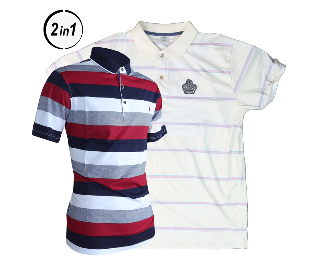 2 In 1 Men Shirt Crown Embroidered Men Polo Shirt Is A Stylish Blend Of Elegance And Simplicity, Perfect For Casual Or Semi-Formal Wear Men Top