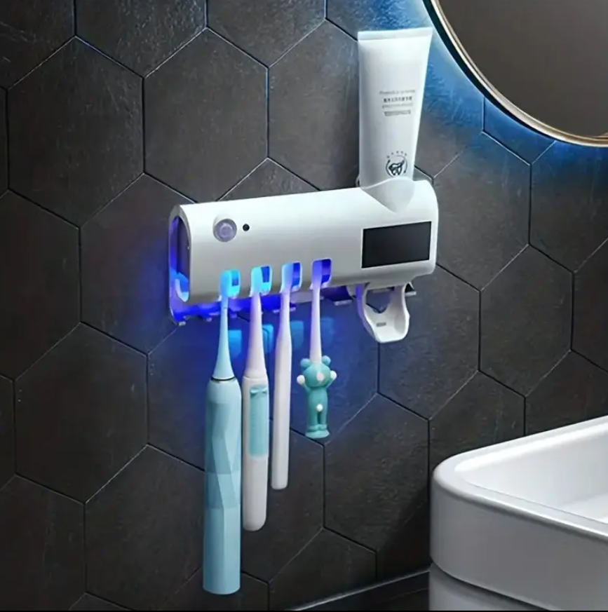 Automatic Toothpaste Dispenser Wall Mount Bathroom Accessories Toothpaste Squeezer Toothbrush Holder Toothpaste Storage. Automatic Toothbrush Disinfection Holder, Intelligent Toothbrush Disinfector