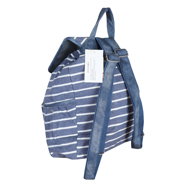 Fashion Classy Women  Bags Travel Backpack Ladies Handbag And Bookbag Flat Bottom girl. Combines Functionality With Bold, Vibrant Style Featuring A Blue And White Striped Fabric Design