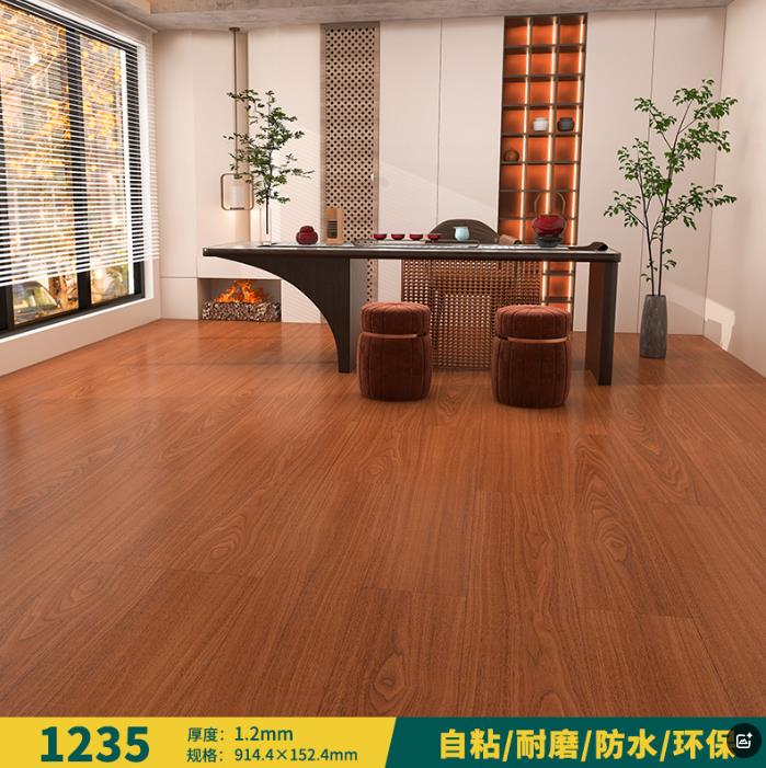 pvc self-adhesive floor pasted thick wear-resistant waterproof rental room refurbished commercial stone plastic red floor leather household