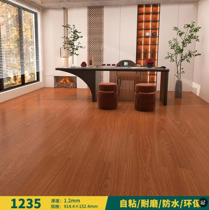 pvc self-adhesive floor pasted thick wear-resistant waterproof rental room refurbished commercial stone plastic red floor leather household