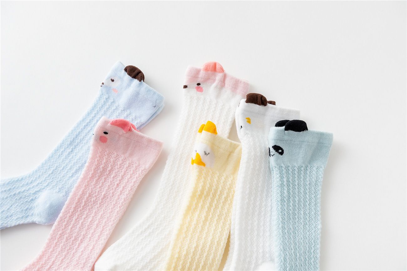 Baby cartoon high knee socks Baby mesh comfort mosquito socks Summer cotton stockings 0-1-3 years old