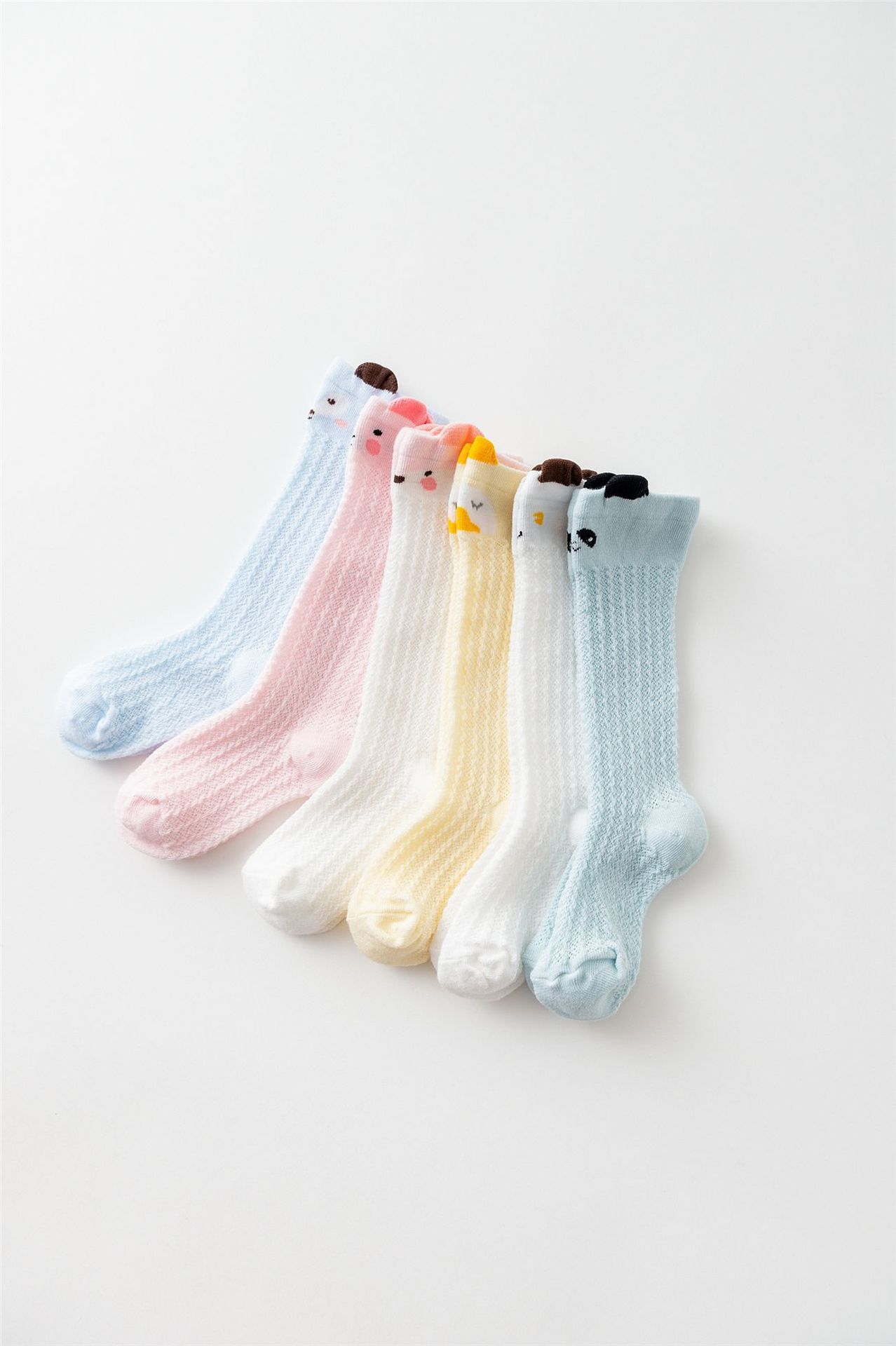 Baby cartoon high knee socks Baby mesh comfort mosquito socks Summer cotton stockings 0-1-3 years old