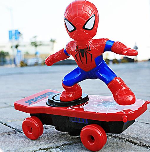 Spider Warrior Stunt Scooter Sound Light Man roll body light children's electric toy 360 degree rotationLarge Spider-Man Scooter [no battery]