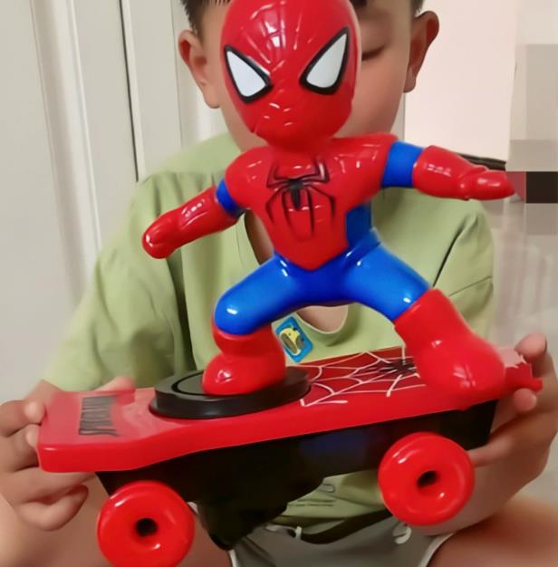 Spider Warrior Stunt Scooter Sound Light Man roll body light children's electric toy 360 degree rotationLarge Spider-Man Scooter [no battery]