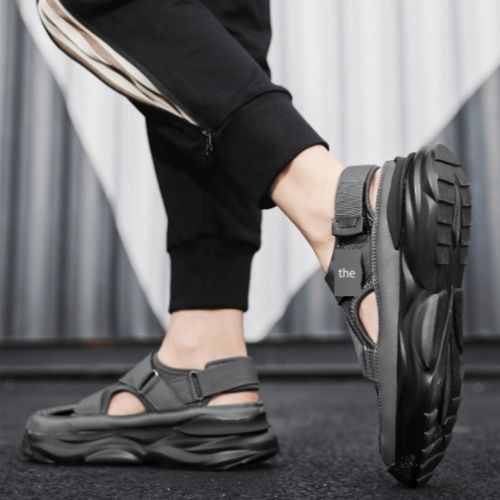 Cave shoes men's 2024 new summer men's shoes breathable driving sandals men's toe shoes sneakers beach flip-flops grey