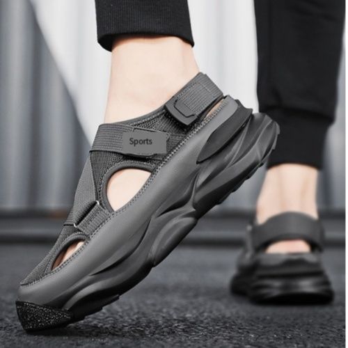 Cave shoes men's 2024 new summer men's shoes breathable driving sandals men's toe shoes sneakers beach flip-flops grey