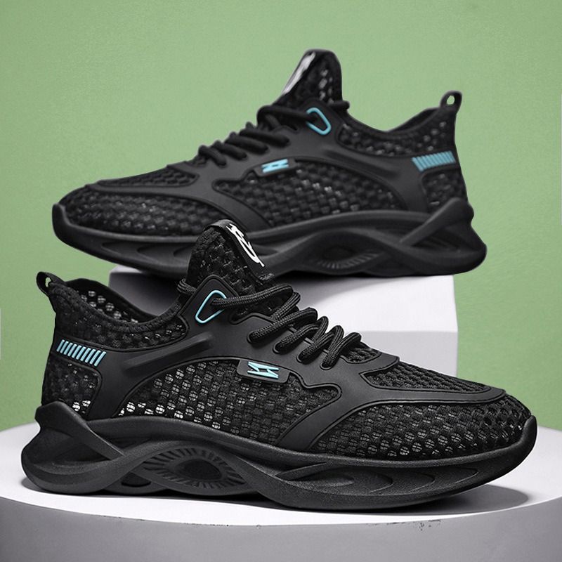 Summer 2025 Men's Mesh Breathable Soft Sole Athleisure Shoes Cutout Hole Outdoor Men's Trend Sandals black