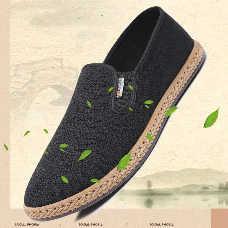 2025 Spring New Beijing Cloth Shoes Men's Cloth Shoes Breathable and Lightweight Pedal Casual Shoes Non-slip Soft Sole Shoes Single Shoes