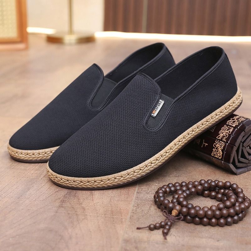 2025 Spring New Beijing Cloth Shoes Men's Cloth Shoes Breathable and Lightweight Pedal Casual Shoes Non-slip Soft Sole Shoes Single Shoes
